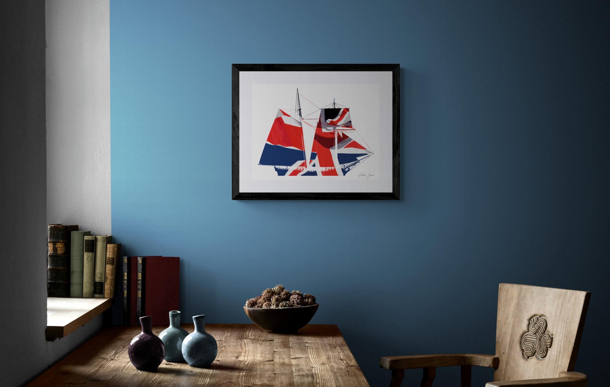 HMS Pickle Fine Art hanging on wall 