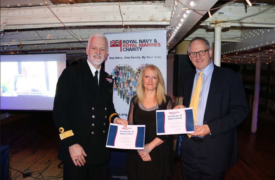 Cdre Paul Dunn, Mrs Jan Dunn and CEO Andrew Jameson