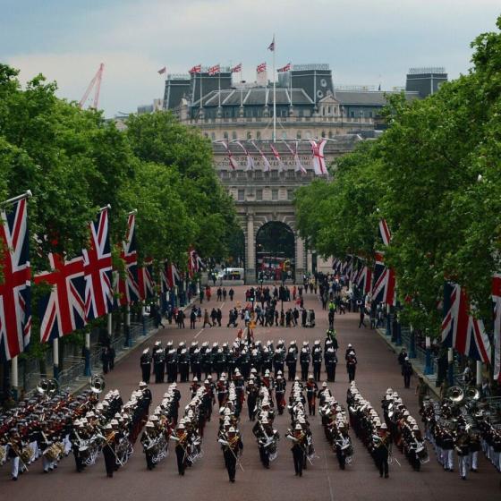 THE MASSED BANDS OF HM ROYAL MARINES BEATING RETREAT 11th July 2024